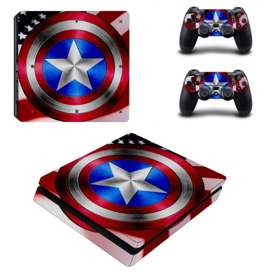 Captain America decal skin for PS4 Slim Console and two controllers