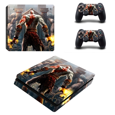 God of War decal skin for PS4 Slim Console and two controllers