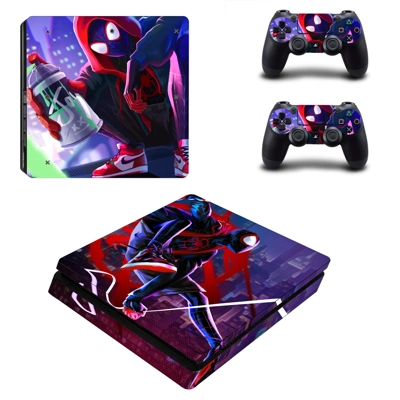 Spider man decal skin for PS4 Slim Console and two control..