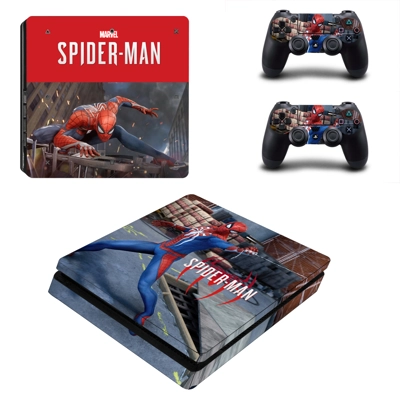 Spiderman decal skin for PS4 Slim Console and two controll..