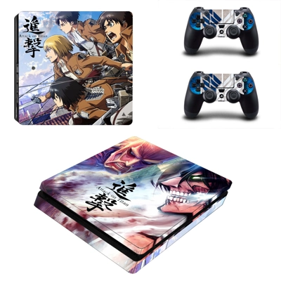 Attack on Titan decal skin for PS4 Slim Console and two controllers