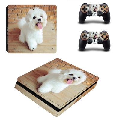 Dog decal skin for PS4 Slim Console and two controllers