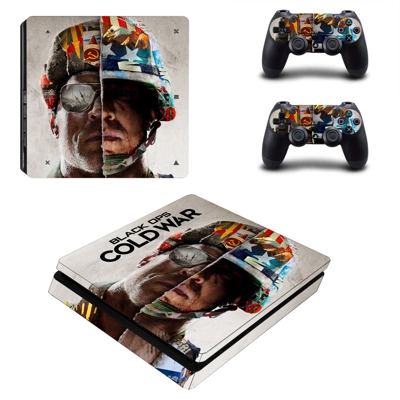 Black ops Cold War decal skin for PS4 Slim Console and two..