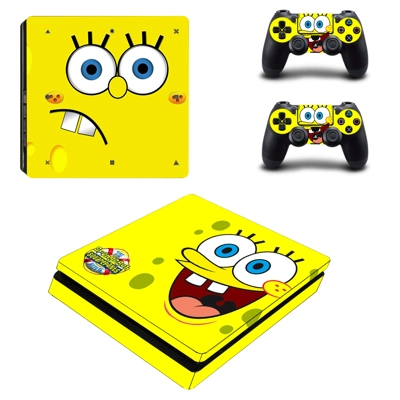 Spongebob decal skin for PS4 Slim Console and two controllers