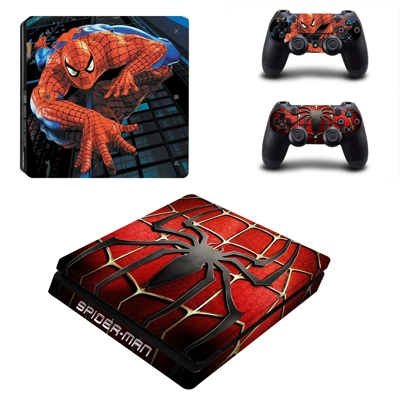 Spiderman decal skin for PS4 Slim Console and two controllers