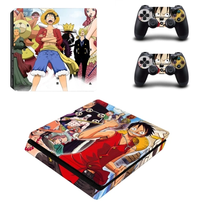 One Piece decal skin for PS4 Slim Console and two controll..