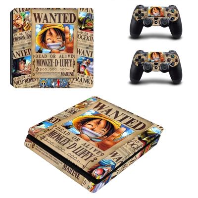 One Piece decal skin for PS4 Slim Console and two controll..