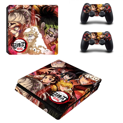 Kimetsu no Yaiba decal skin for PS4 Slim Console and two c..