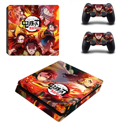 Kimetsu no Yaiba decal skin for PS4 Slim Console and two controllers