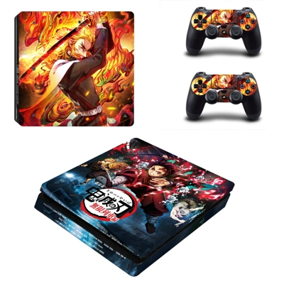 Kimetsu no Yaiba decal skin for PS4 Slim Console and two c..