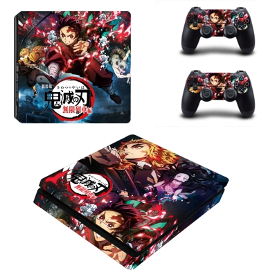 Kimetsu no Yaiba decal skin for PS4 Slim Console and two c..
