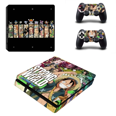 One Piece decal skin for PS4 Slim Console and two controll..