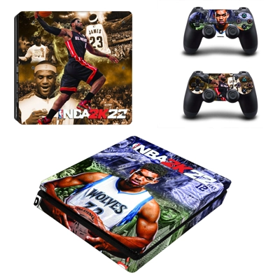 NBA 2K 22 decal skin for PS4 Slim Console and two controll..