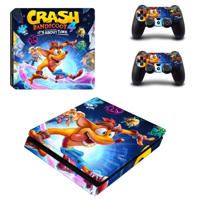 Crash Bandicoot decal skin for PS4 Slim Console and two co..