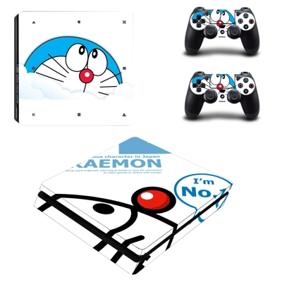 Doraemon decal skin for PS4 Slim Console and two controllers