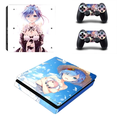 Anime decal skin for PS4 Slim Console and two controllers