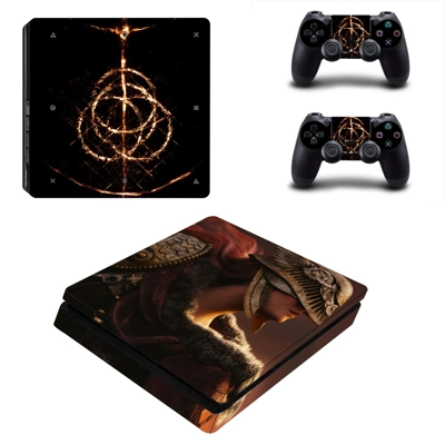 Elden Ring decal skin for PS4 Slim Console and two control..