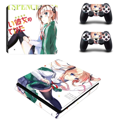 Anime decal skin for PS4 Slim Console and two controllers