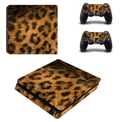 Leopard decal skin for PS4 Slim Console and two controllers