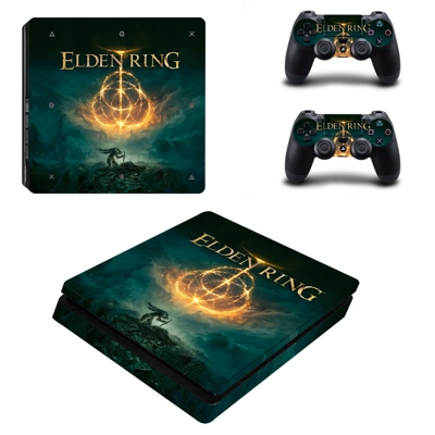 Elden Ring decal skin for PS4 Slim Console and two control..