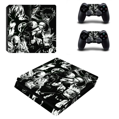 Naruto One Piece decal skin for PS4 Slim Console and two c..