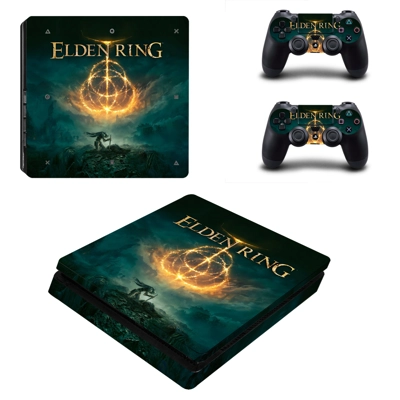 Elden Ring decal skin for PS4 Slim Console and two control..