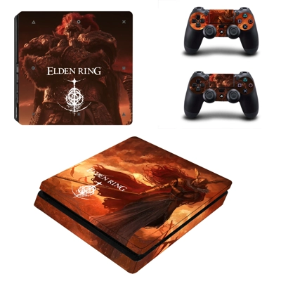 Elden Ring decal skin for PS4 Slim Console and two control..