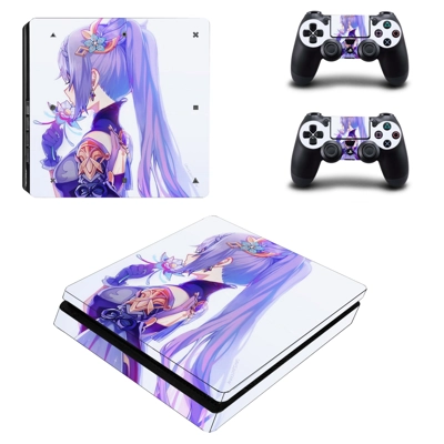 Genshin decal skin for PS4 Slim Console and two controllers