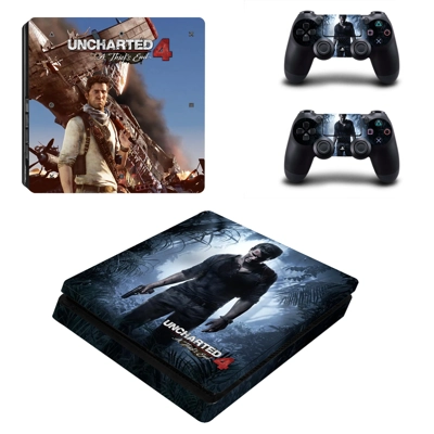 Uncharted 4 decal skin for PS4 Slim Console and two controllers