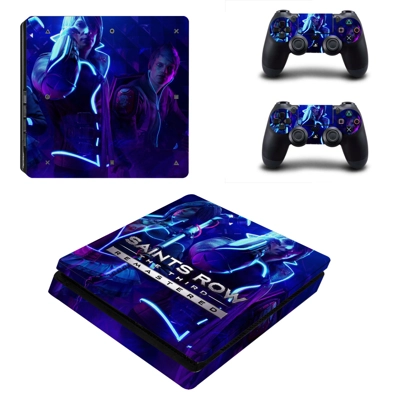 Saints Row decal skin for PS4 Slim Console and two control..