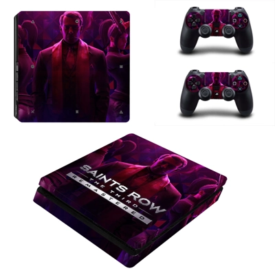 Saints Row decal skin for PS4 Slim Console and two control..