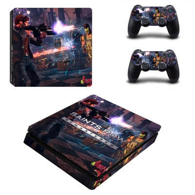 Saints Row decal skin for PS4 Slim Console and two control..