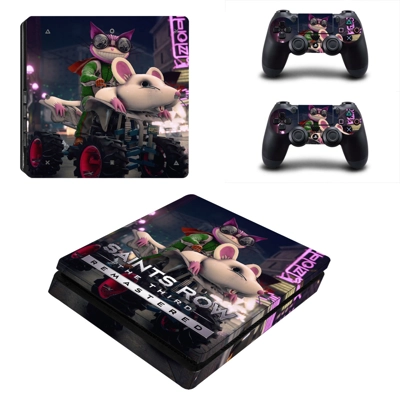 Saints Row decal skin for PS4 Slim Console and two control..