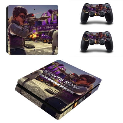 Saints Row decal skin for PS4 Slim Console and two controllers