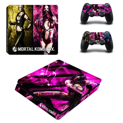 Mortal Kombat decal skin for PS4 Slim Console and two controllers