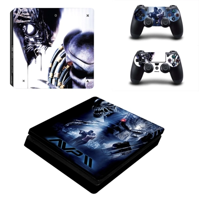 Aliens vs Predator decal skin for PS4 Slim Console and two.. Aliens vs Predator decal skin for PS4 Slim Console and two..