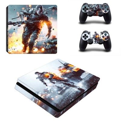 Battlefield decal skin for PS4 Slim Console and two contro..