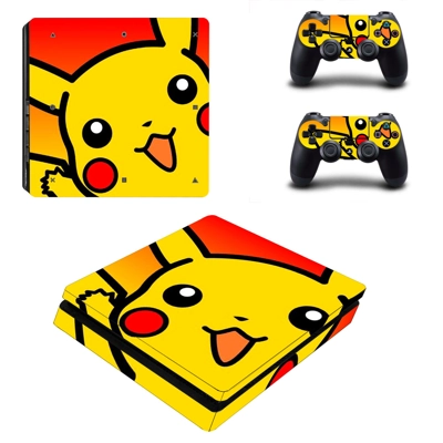 Pikachu decal skin for PS4 Slim Console and two controllers Pikachu decal skin for PS4 Slim Console and two controllers