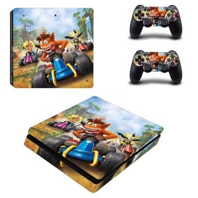 Crash Bandicoot decal skin for PS4 Slim Console and two co..