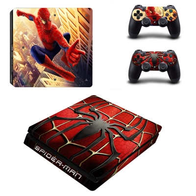 Spider Man decal skin for PS4 Slim Console and two control.. Spider Man decal skin for PS4 Slim Console and two control..