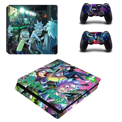 Rick and Morty decal skin for PS4 Slim Console and two controllers