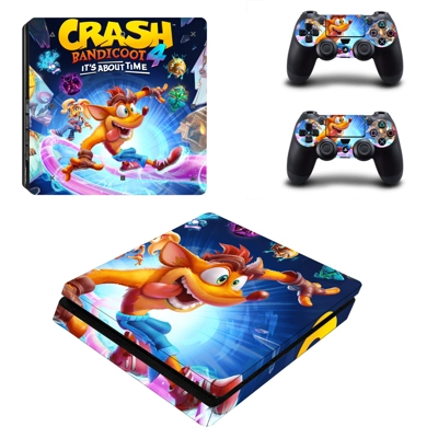Crash Bandicoot decal skin for PS4 Slim Console and two co..