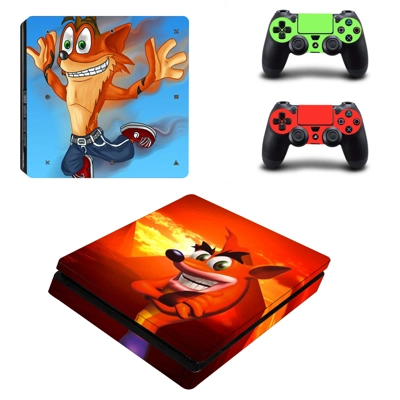 Crash Bandicoot decal skin for PS4 Slim Console and two co..