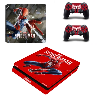 Spider Man decal skin for PS4 Slim Console and two controllers
