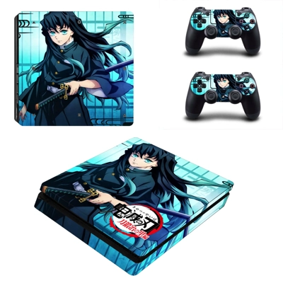 Kimetsu no Yaiba decal skin for PS4 Slim Console and two c..