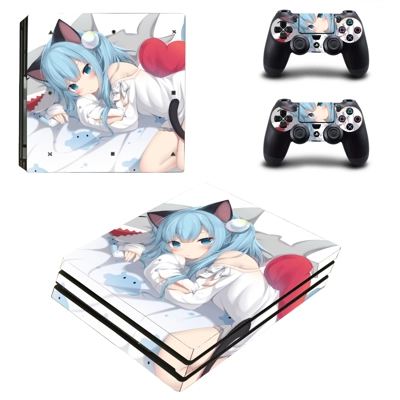 Anime Girl Shark decal skin for PS4 Slim Console and two c.. Anime Girl Shark decal skin for PS4 Slim Console and two c..