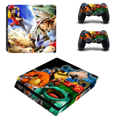 Pokemon decal skin for PS4 Slim Console and two controllers Pokemon decal skin for PS4 Slim Console and two controllers