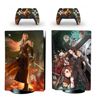 Final Fantasy 7 decal skin for PS5 Disc Edition Console and two Controllers
