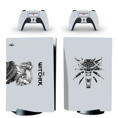 The Witcher Wild Hunt decal skin for PS5 Disc Edition Console and two Controllers