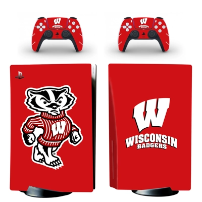 Wisconsin Badgers decal skin for PS5 Disc Edition Console .. Wisconsin Badgers decal skin for PS5 Disc Edition Console ..